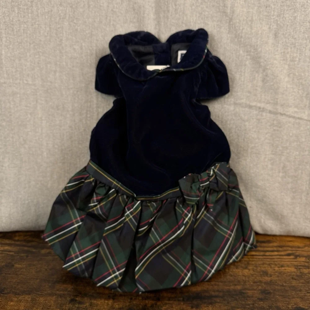 NWT Janie and Jack Dress Size 0 To 3 Months Holiday Outfit Velvet Blue
